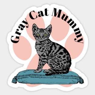 Gray Cat Mummy Paw Sticker